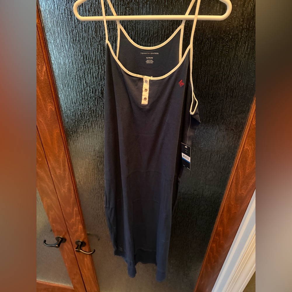 Tommy Hilfiger Blue and Cream Buttoned Nightgown NWT